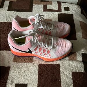 Nike White and Orange Athletic Shoes with Breathable Mesh